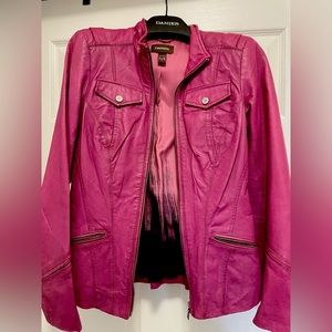 Danier Raspberry Coloured Leather Jacket